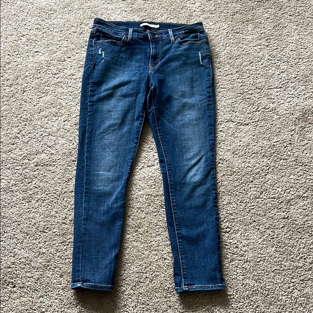 Levi 711 Skinny Women's Distressed Jeans Dark Wash Size 29